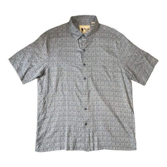 Vintage Silk Circa 1969 100% Silk Men’s Shirt XL Blue Geometric Pattern - Picture 1 of 7